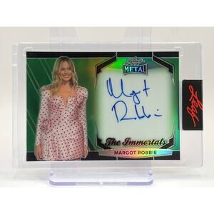 2025 Leaf Pop Century Margot Robbie Encased On Card Green Auto 16/50 SP Imortals